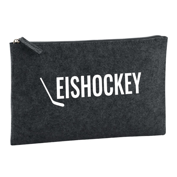 Kulturbeutel Eishockey Hockey 1 Liter Filz Charcoal Kosmetiktasche