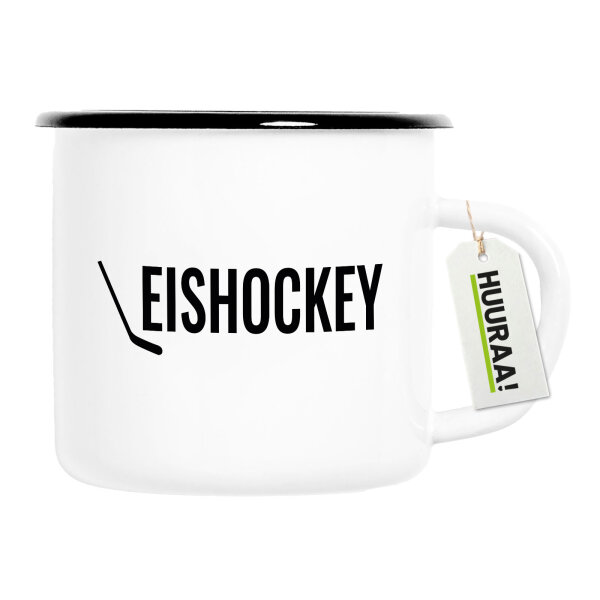 Emaille Tasse Eishockey Hockey 300ml Vintage Emaille Becher