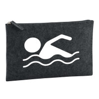 Kulturbeutel Schwimmen Silhouette 1 Liter Filz Charcoal...