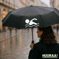 Regenschirm Schwimmen Silhouette 98cm Schwarz