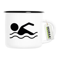 Emaille Tasse Schwimmen Silhouette 300ml Vintage Emaille...