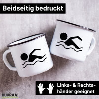 Emaille Tasse Schwimmen Silhouette 300ml Vintage Emaille...