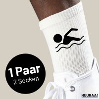 Socken Schwimmen Silhouette Größe 37/46 White Motiv Tennissocken