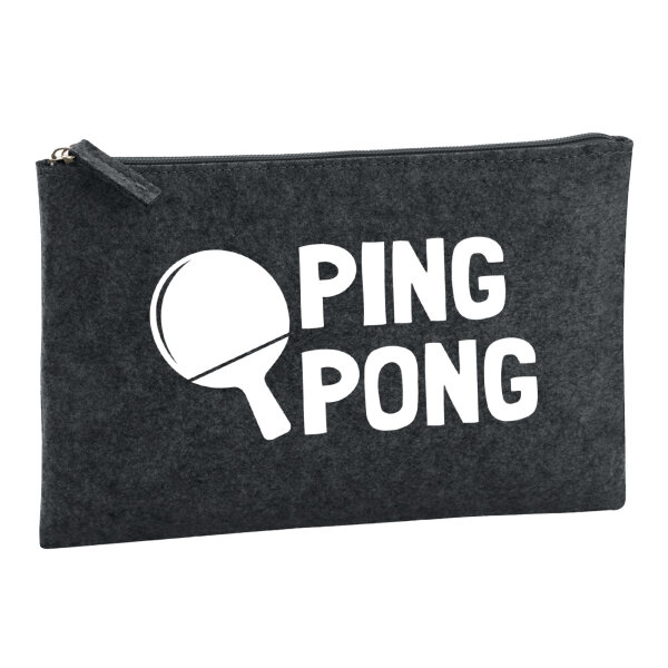 Kulturbeutel Ping Pong Tischtennis 1 Liter Filz Charcoal Kosmetiktasche