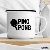 Emaille Tasse Ping Pong Tischtennis 300ml Vintage Emaille Becher