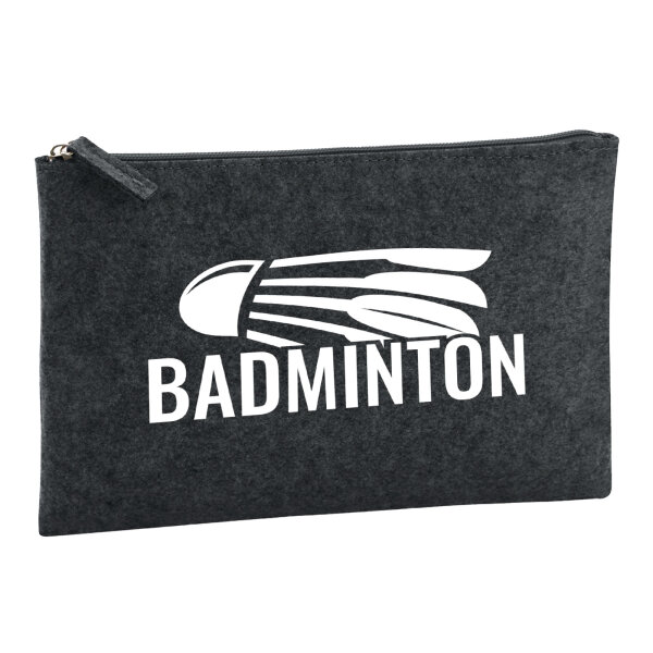 Kulturbeutel Badminton Federball 1 Liter Filz Charcoal Kosmetiktasche