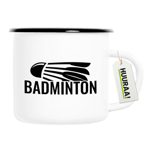 Emaille Tasse Badminton Federball 300ml Vintage Emaille Becher