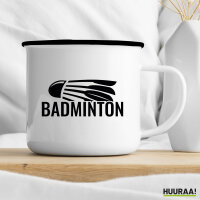 Emaille Tasse Badminton Federball 300ml Vintage Emaille Becher
