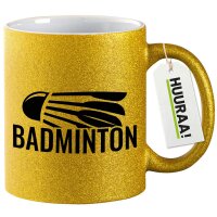 Glitzertasse Badminton Federball 330ml