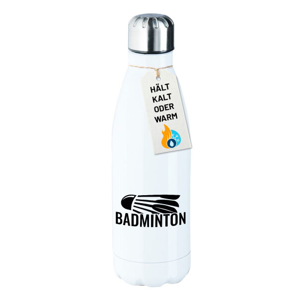 Edelstahl-Trinkflasche Badminton Federball 500ml Wasserflasche