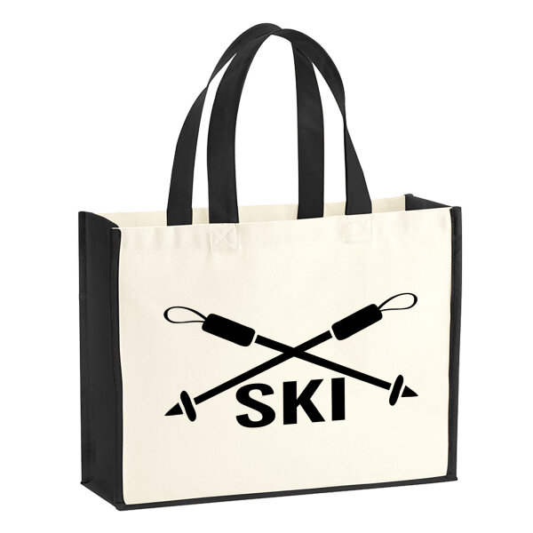 Jutetasche Ski Schriftzug 21 Liter Black