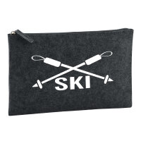 Kulturbeutel Ski Schriftzug 1 Liter Filz Charcoal...