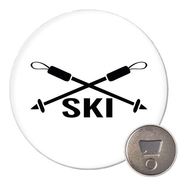 Magnet Ski Schriftzug 59mm Kühlschrankmagnet Flaschenöffner
