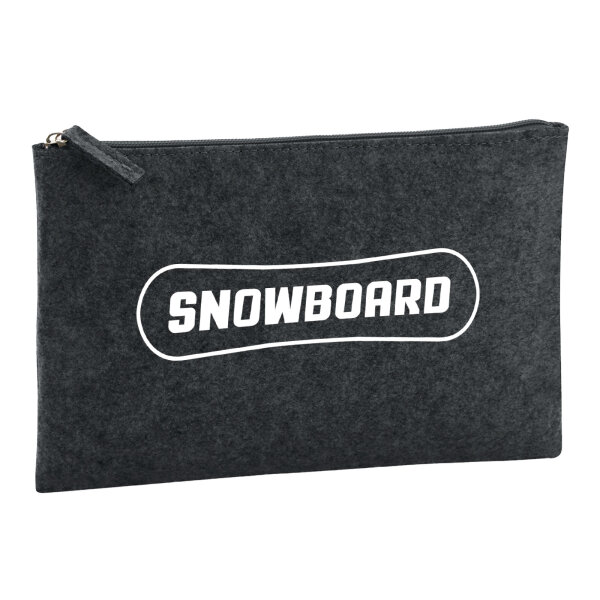 Kulturbeutel Snowbord Schriftzug 1 Liter Filz Charcoal Kosmetiktasche
