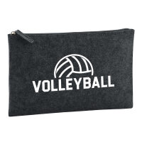 Kulturbeutel Volleyball Schriftzug 1 Liter Filz Charcoal...