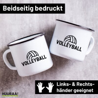 Emaille Tasse Volleyball Schriftzug 300ml Vintage Emaille...