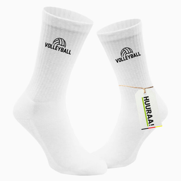 Socken Volleyball Schriftzug Größe 37/46 White Motiv Tennissocken