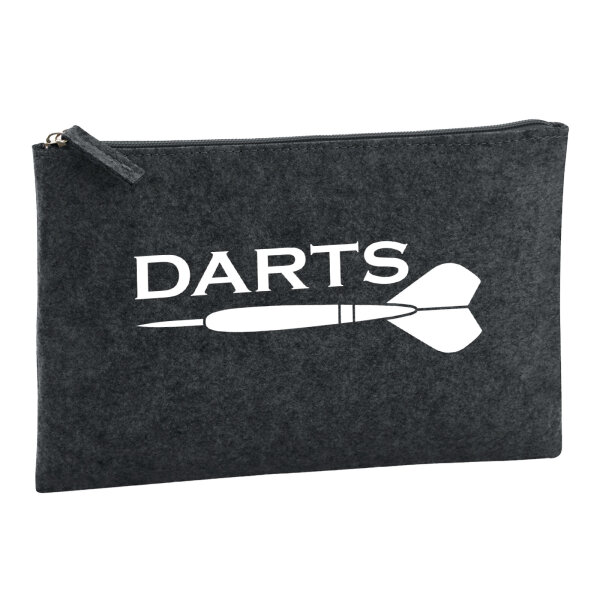Kulturbeutel Darts Dartpfeil 1 Liter Filz Charcoal Kosmetiktasche