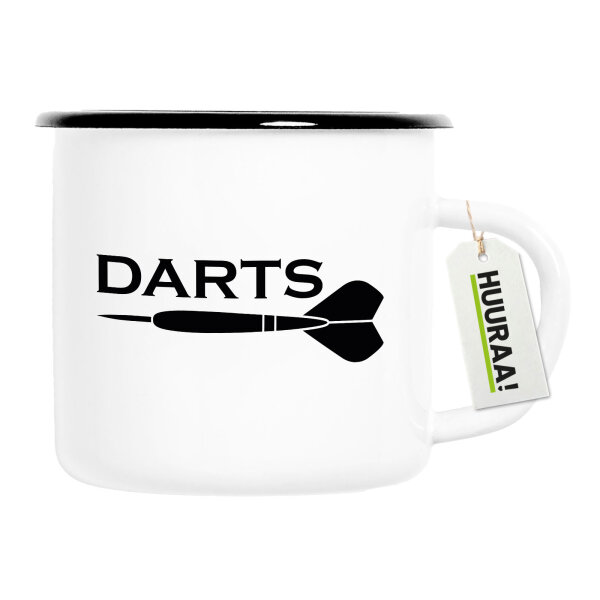 Emaille Tasse Darts Dartpfeil 300ml Vintage Emaille Becher