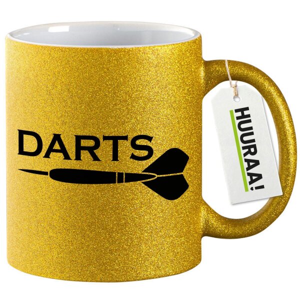 Glitzertasse Darts Dartpfeil 330ml