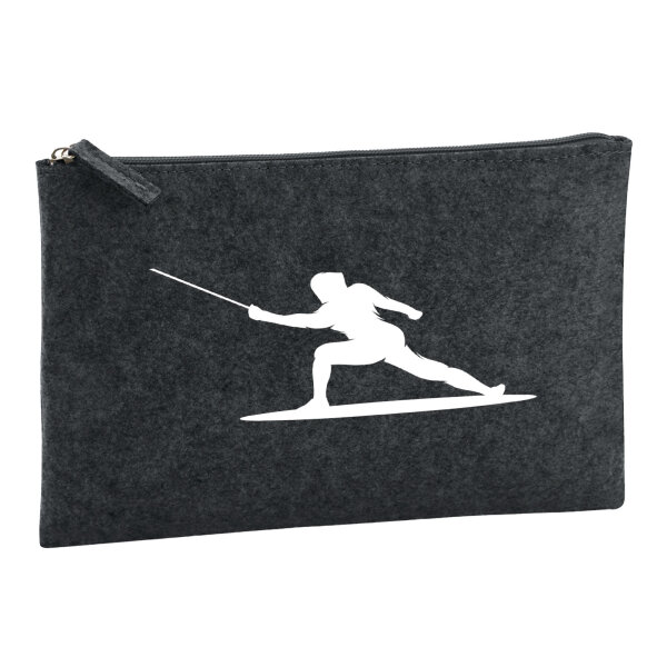 Kulturbeutel Fechten Silhouette 1 Liter Filz Charcoal Kosmetiktasche