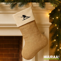 Weihnachtsstrumpf Fechten Silhouette Beige