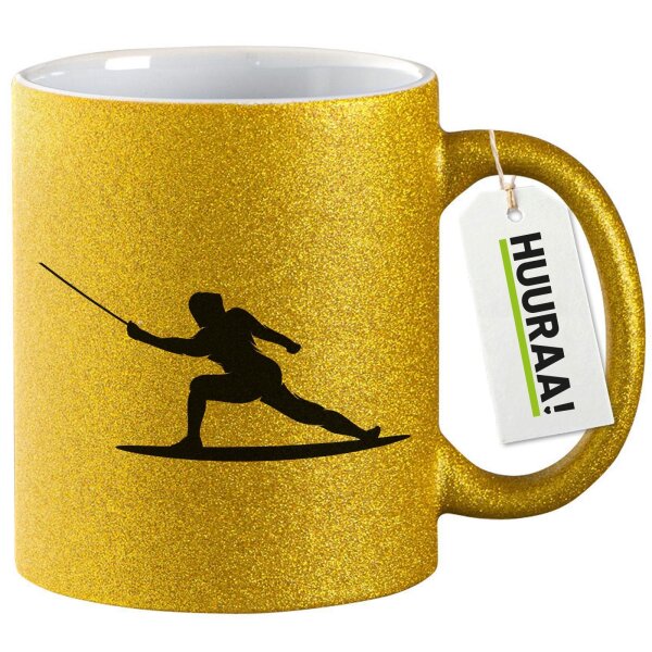 Glitzertasse Fechten Silhouette 330ml