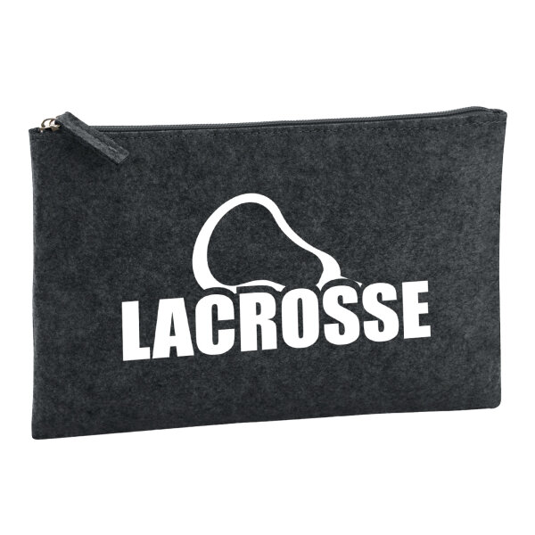 Kulturbeutel Lacrosse Schriftzug 1 Liter Filz Charcoal Kosmetiktasche