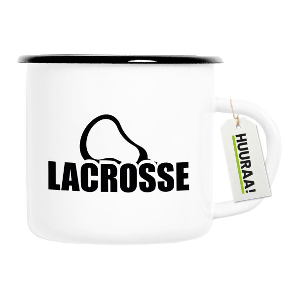 Emaille Tasse Lacrosse Schriftzug 300ml Vintage Emaille Becher