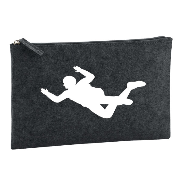 Kulturbeutel Skydiving Silhouette 1 Liter Filz Charcoal Kosmetiktasche