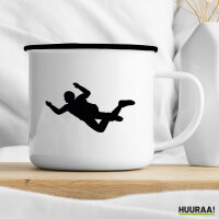 Emaille Tasse Skydiving Silhouette 300ml Vintage Emaille Becher