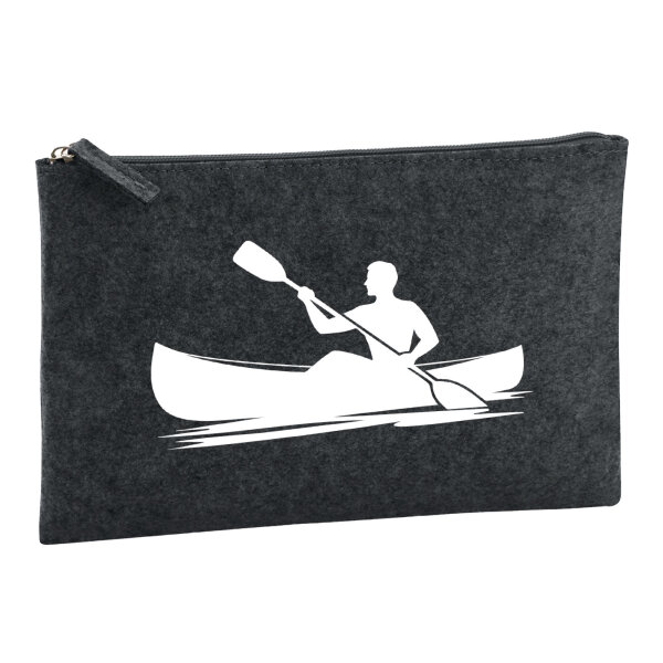 Kulturbeutel Canoeing Kajakfahren 1 Liter Filz Charcoal Kosmetiktasche