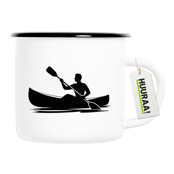 Emaille Tasse Canoeing Kajakfahren 300ml Vintage Emaille Becher