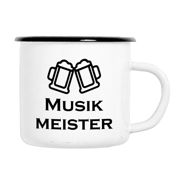 Emaille Tasse Musikmeister Spielmanszug in Weiß, 300 ml