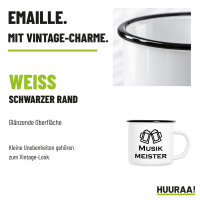 Emaille Tasse Musikmeister Spielmanszug in Weiß, 300 ml