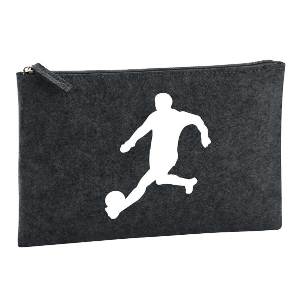 Kulturbeutel Fußball Soccer 1 Liter Filz Charcoal Kosmetiktasche