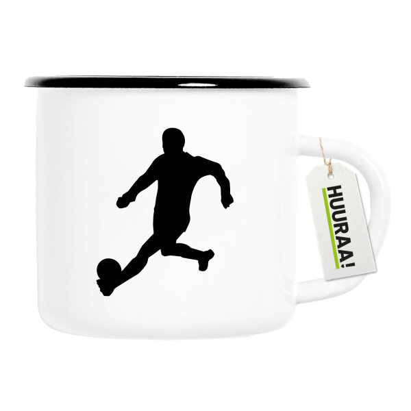 Emaille Tasse Fußball Soccer 300ml Vintage Emaille Becher