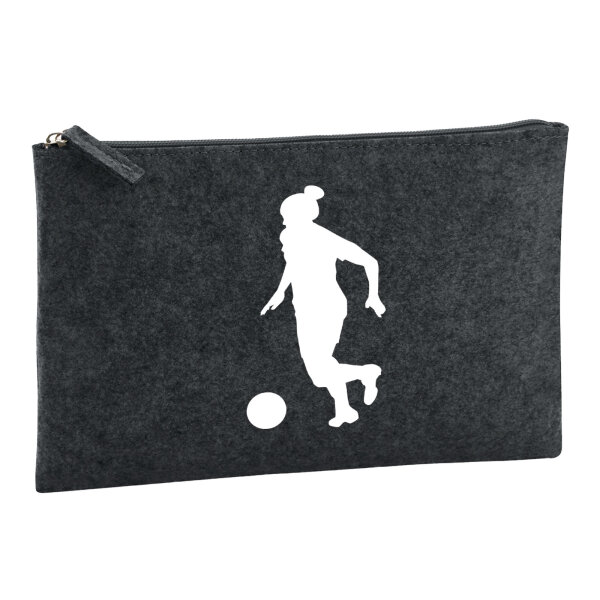 Kulturbeutel Soccer Fußball 1 Liter Filz Charcoal Kosmetiktasche