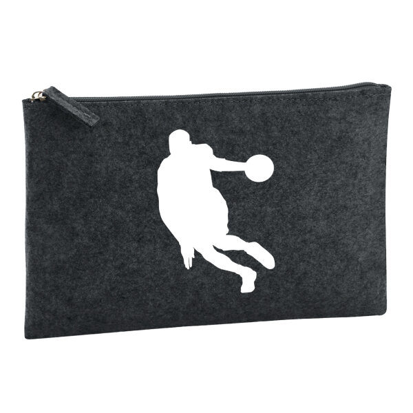 Kulturbeutel Basketball Silhouette 1 Liter Filz Charcoal Kosmetiktasche