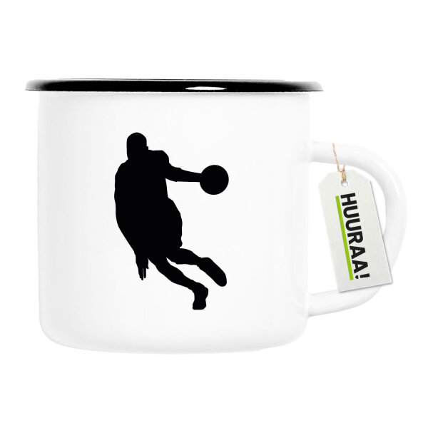 Emaille Tasse Basketball Silhouette 300ml Vintage Emaille Becher