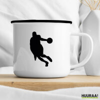 Emaille Tasse Basketball Silhouette 300ml Vintage Emaille Becher