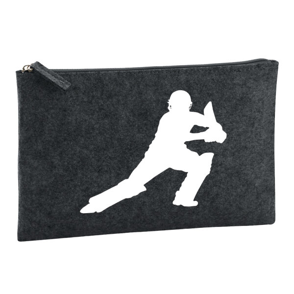Kulturbeutel Cricket Silhouette 1 Liter Filz Charcoal Kosmetiktasche