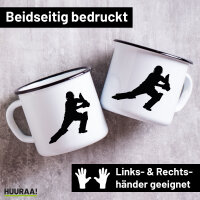 Emaille Tasse Cricket Silhouette 300ml Vintage Emaille...