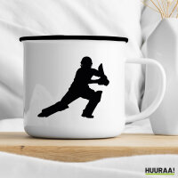 Emaille Tasse Cricket Silhouette 300ml Vintage Emaille Becher
