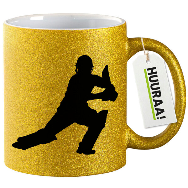 Glitzertasse Cricket Silhouette 330ml