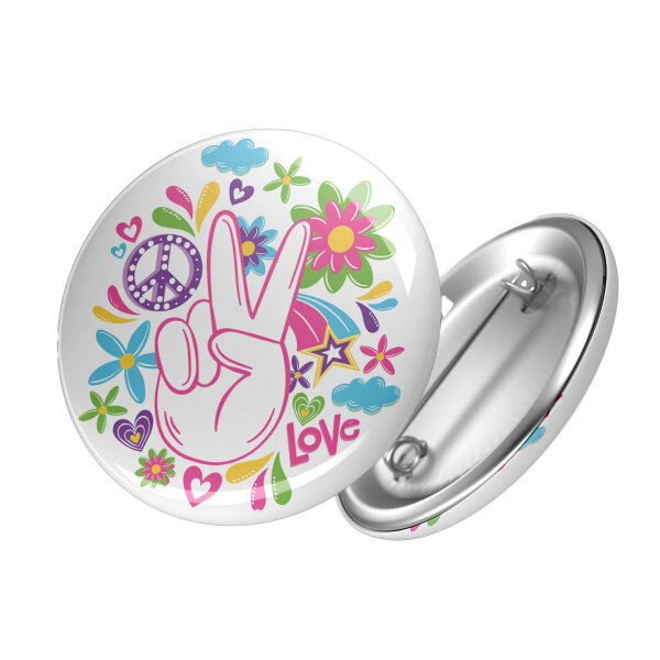 Button Peace Zeichen Größe 59mm