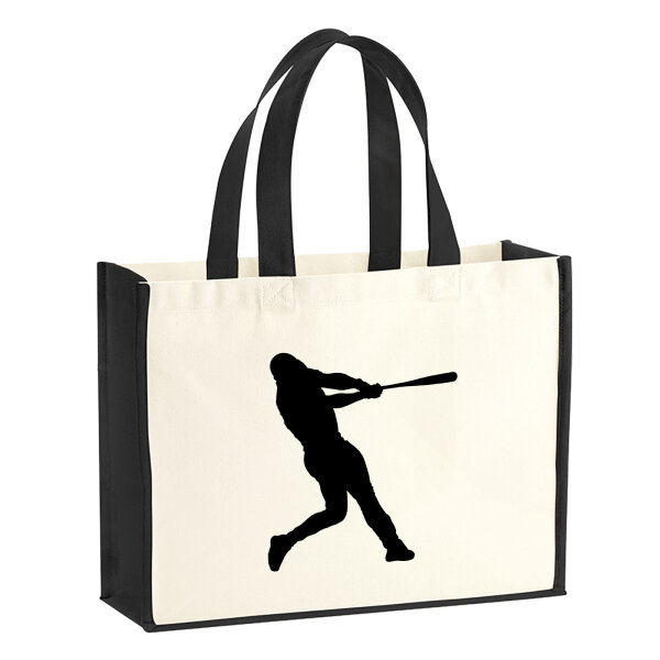 Jutetasche Baseball Silhouette 21 Liter Black
