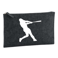 Kulturbeutel Baseball Silhouette 1 Liter Filz Charcoal...