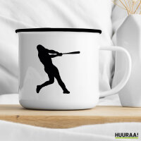 Emaille Tasse Baseball Silhouette 300ml Vintage Emaille Becher