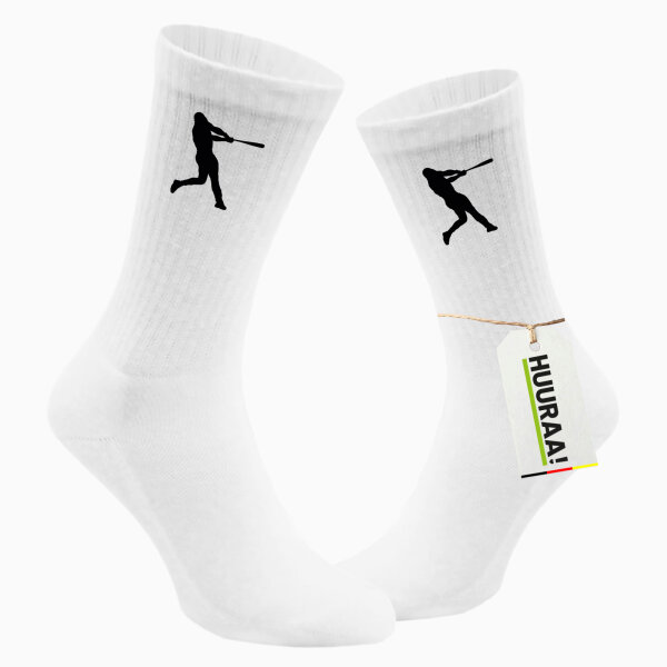 Socken Baseball Silhouette Größe 37/46 White Motiv Tennissocken